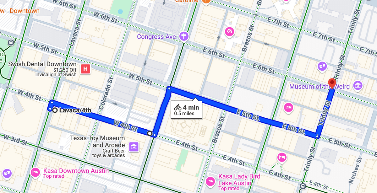 Route map for Dirty 6th Street